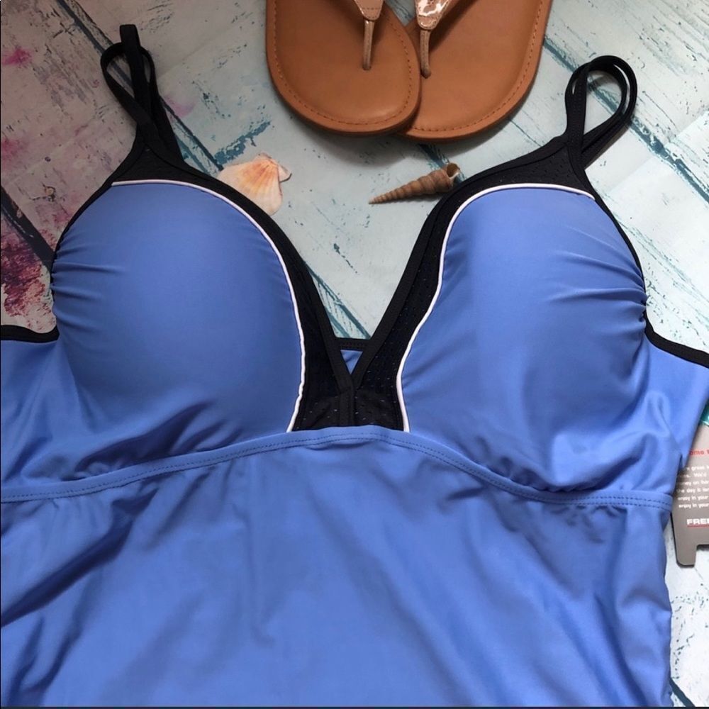 NWT Plus Size Free Country Ruched Swim Tankini Top - Picture 2 of 8